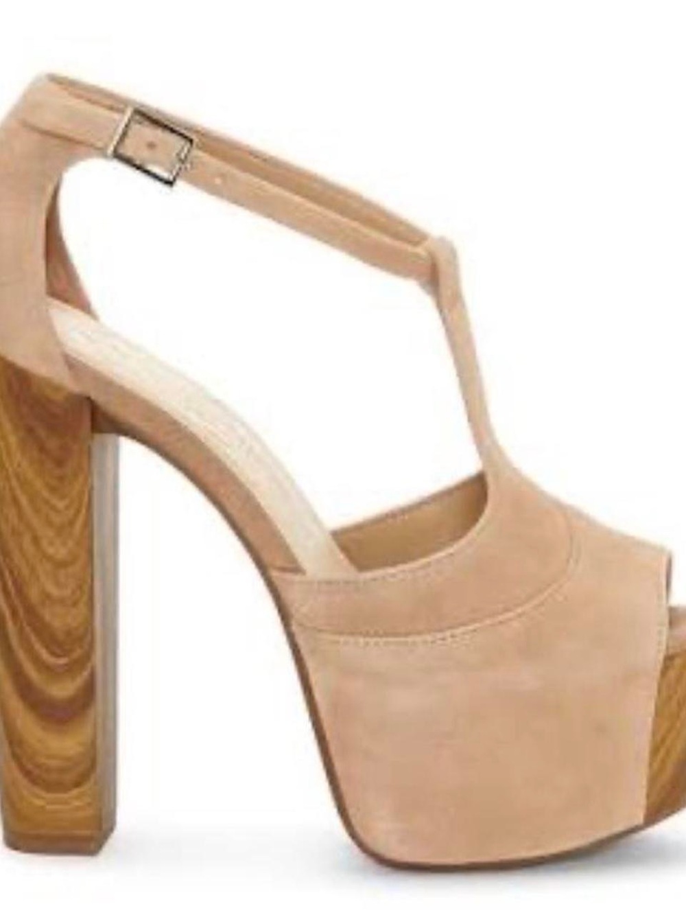 Jessica Simpson Nude Suede Platform T-Strap Sandal
